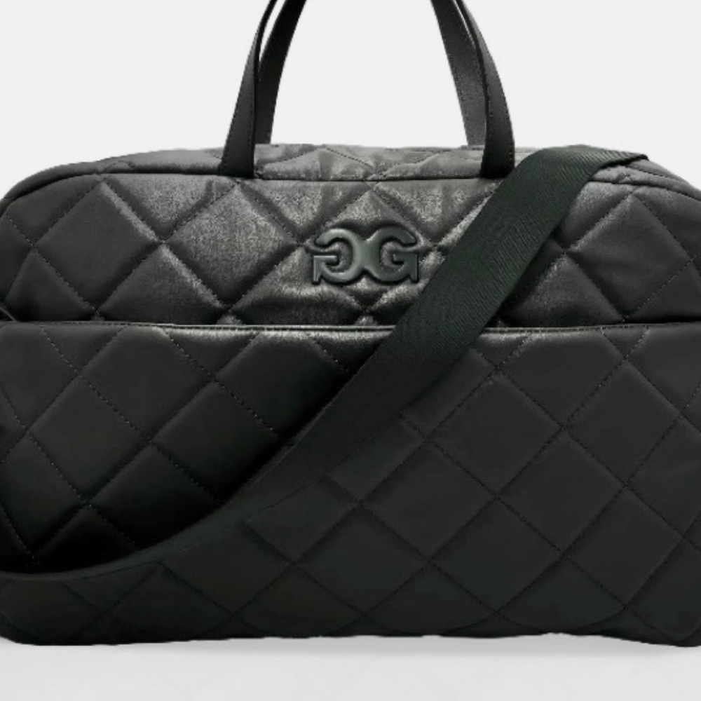 Gilda Paris Quilted Black Weekender Duffel Bag With Crossbody Strap, NWT
